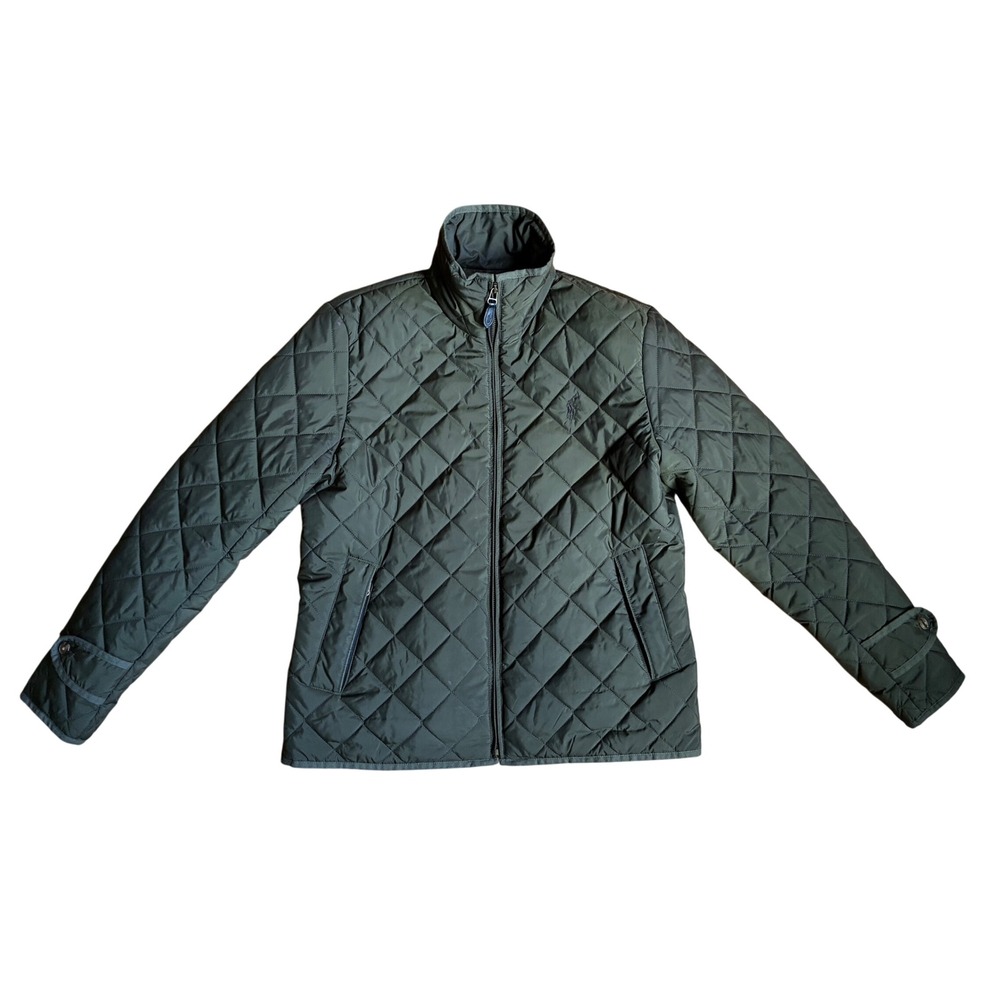 Polo Ralph Lauren Olive Green Quilted Full Zip Jacket L Quiet Luxury Equestrian